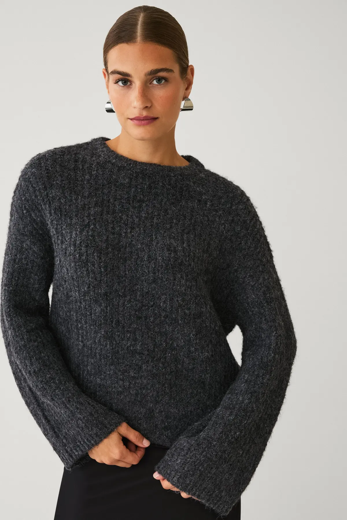 Strikket pullover Grå