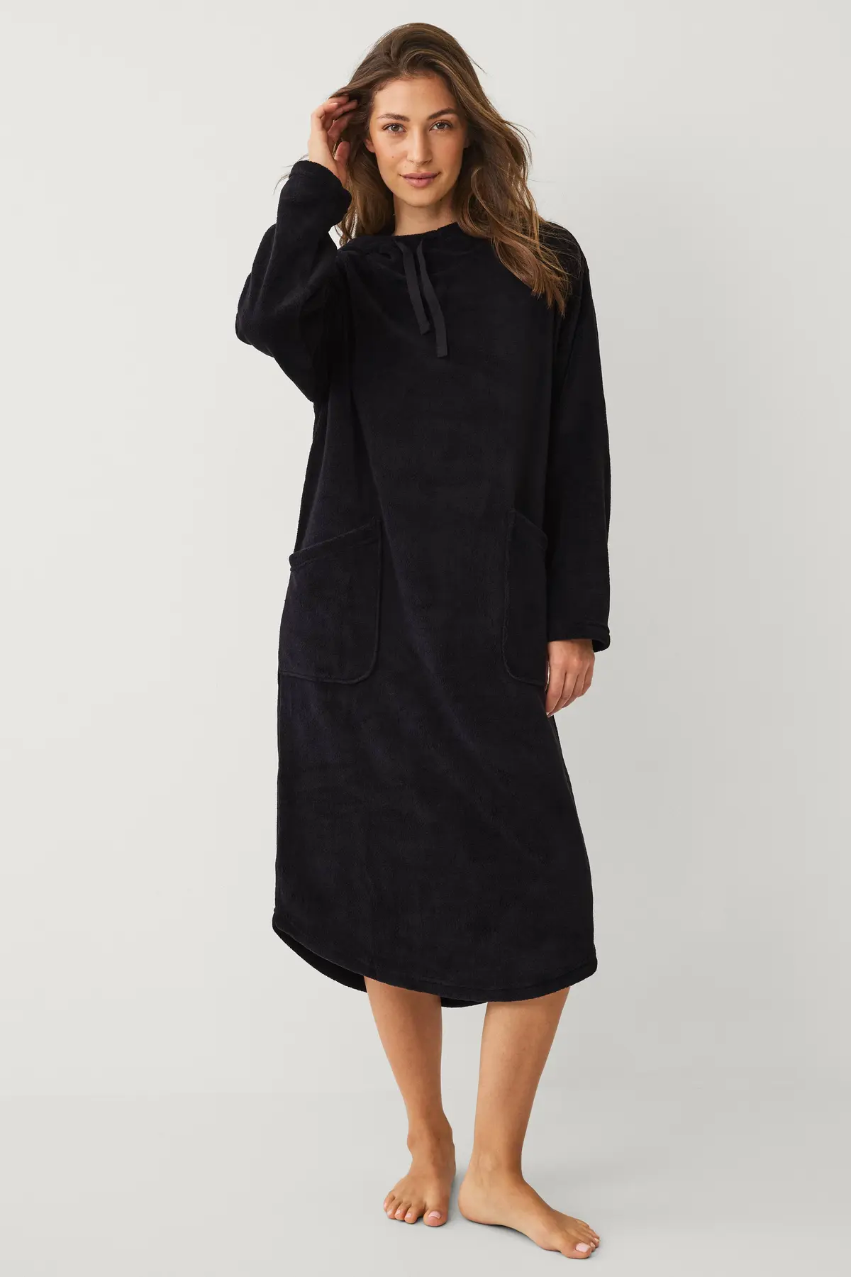 Koselig kjole i fleece Svart