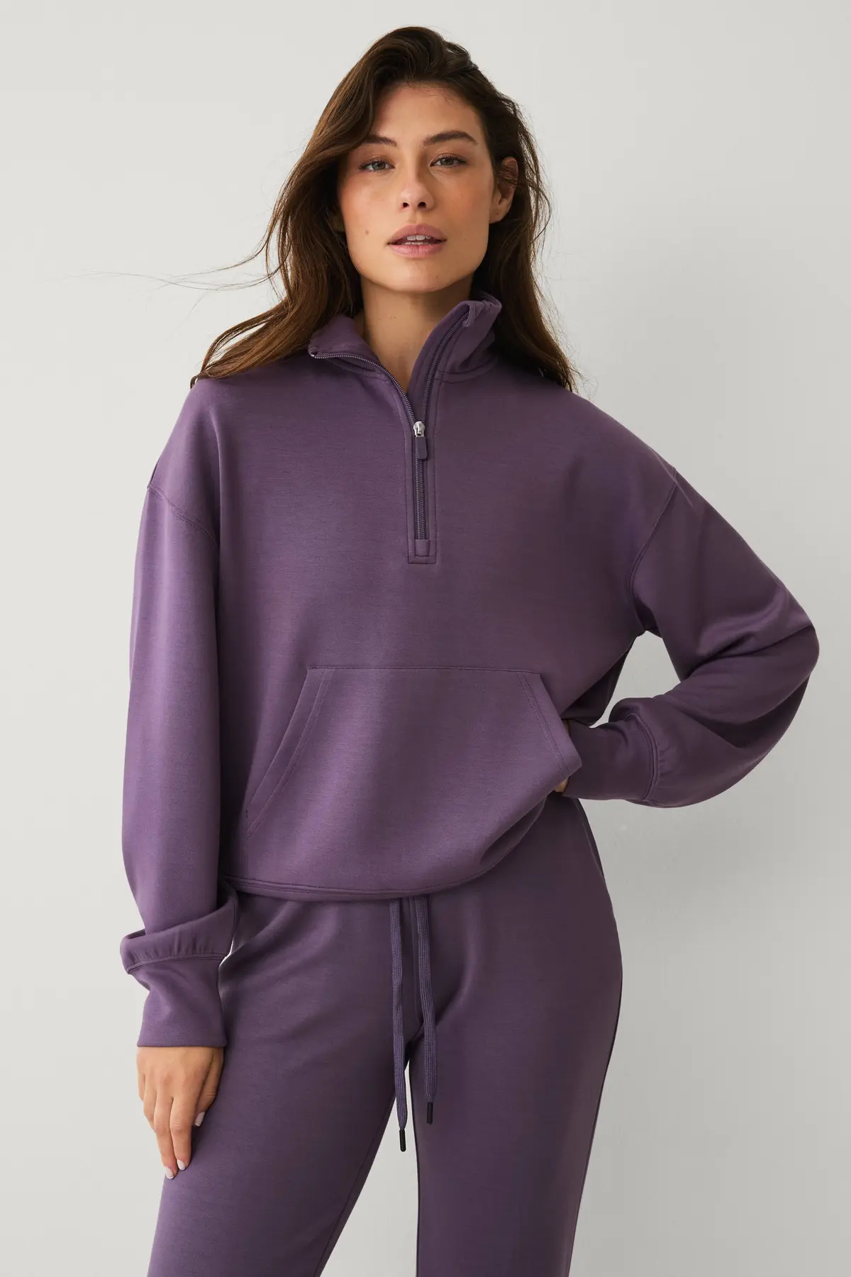 Collegegenser Tech Sweat Halfzip rosa lilla