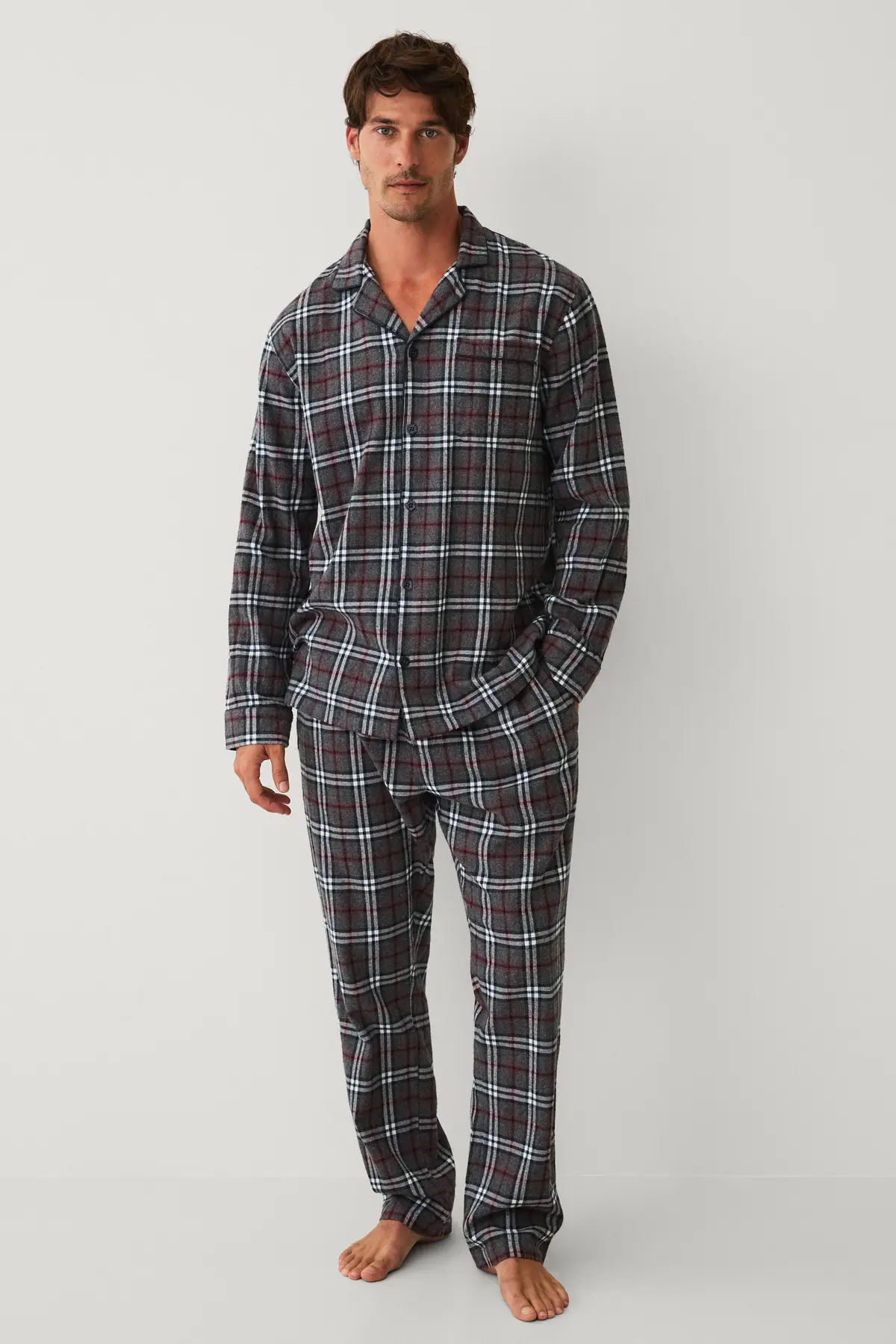 Pysjsett i flanell grå