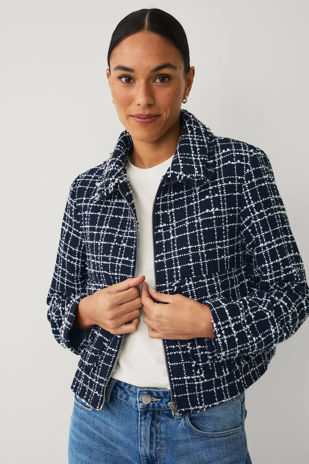 Posete jakke i tweed Blå
