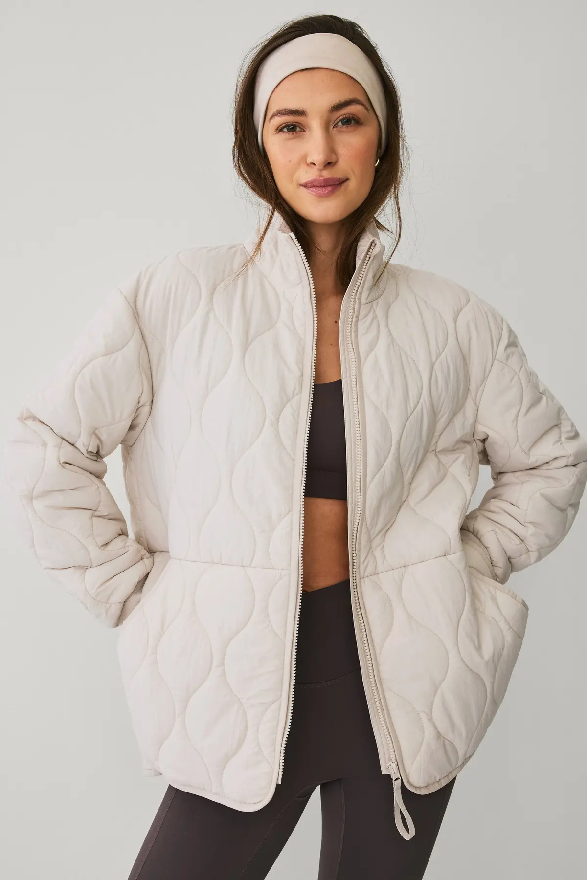 Jakke Oversized Quilted Padded Jacket Beige