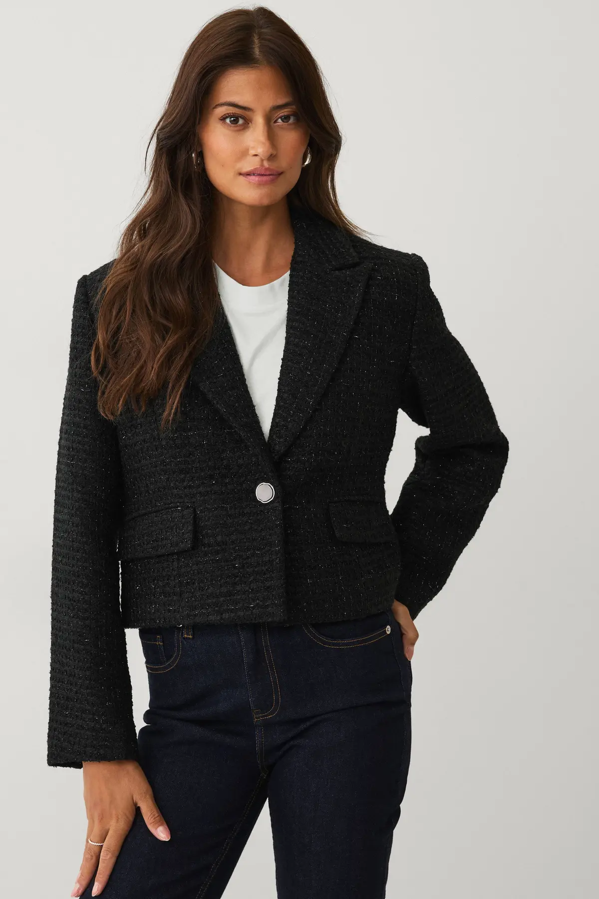 Dressjakke i bouclé Svart