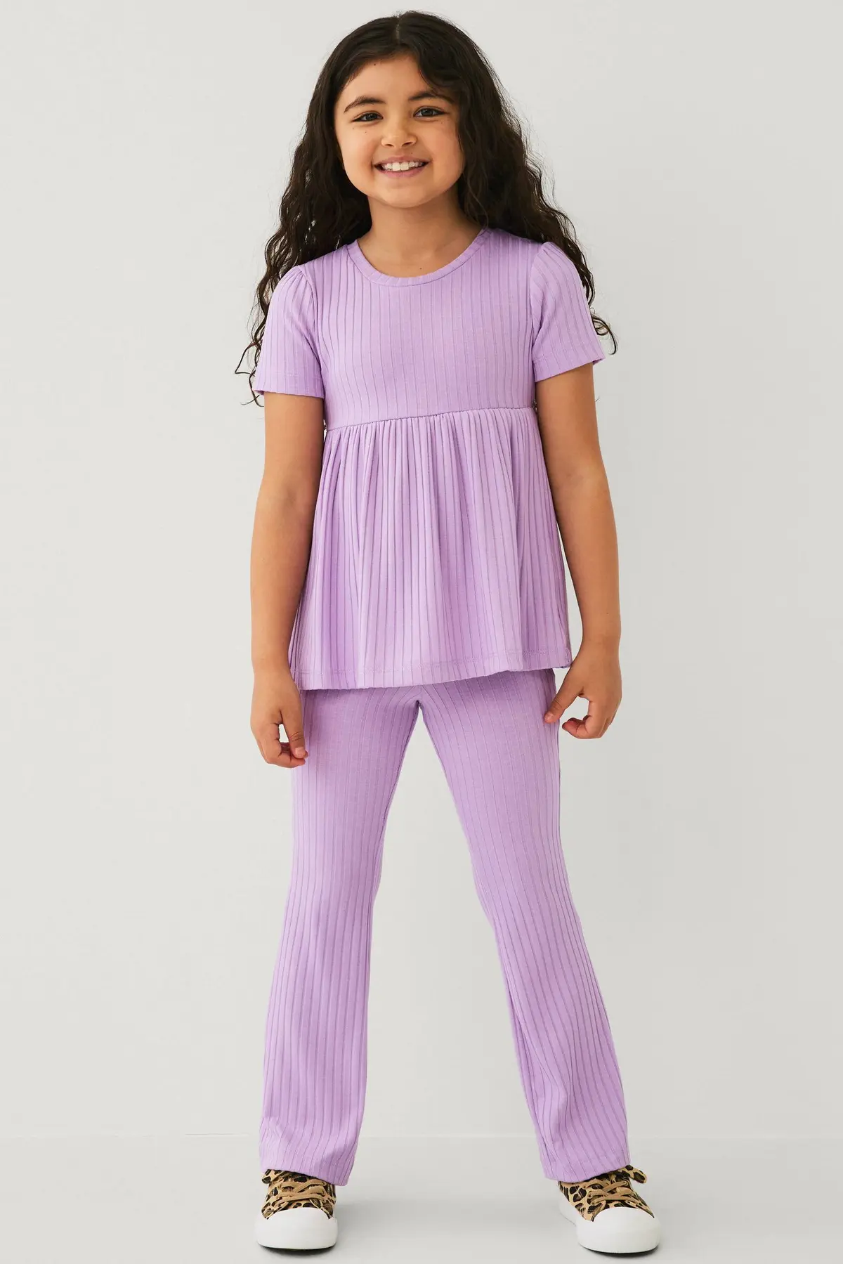 Ribbede leggings Lys lilla