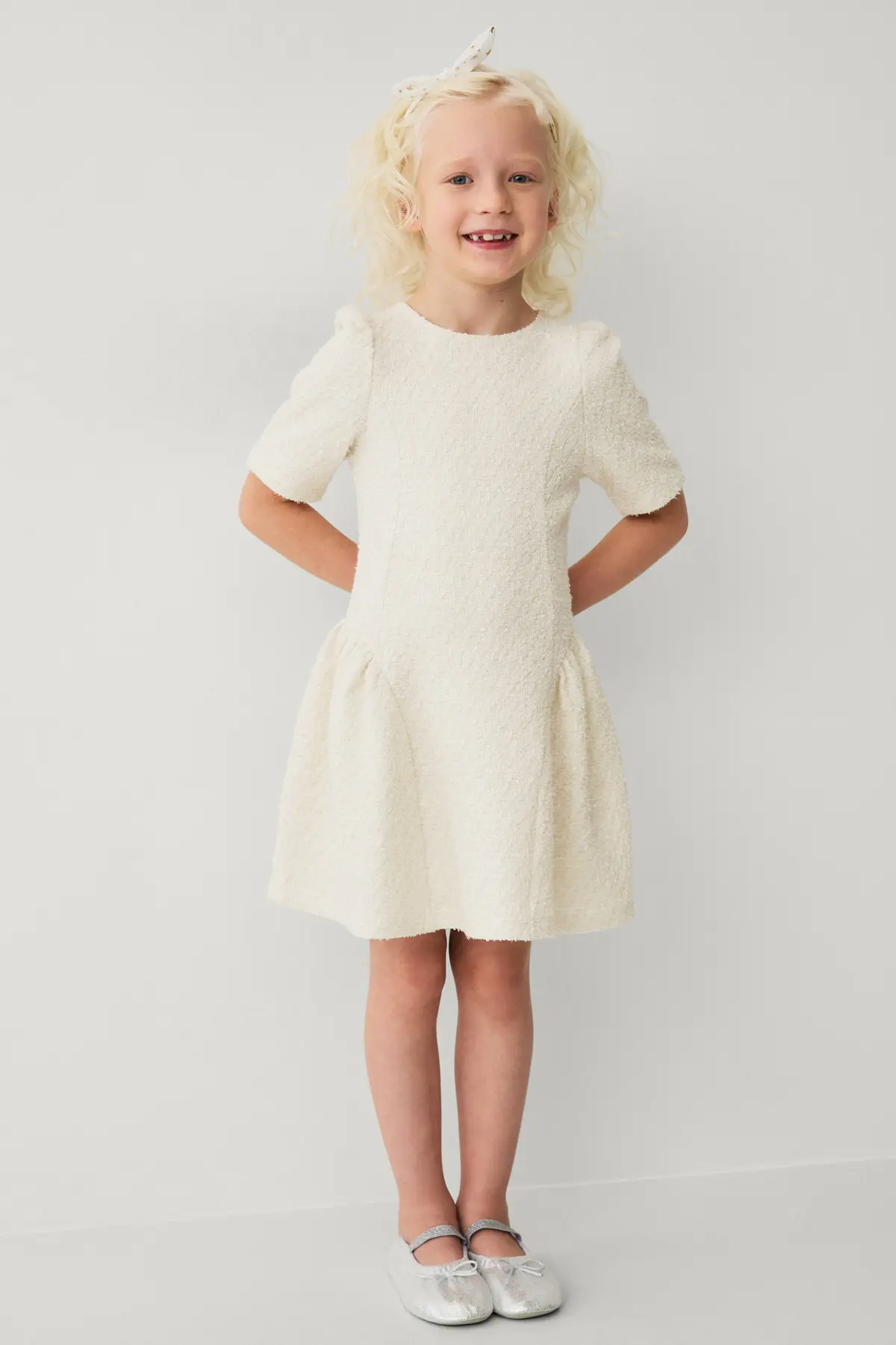 Minikjole i tweed Creme