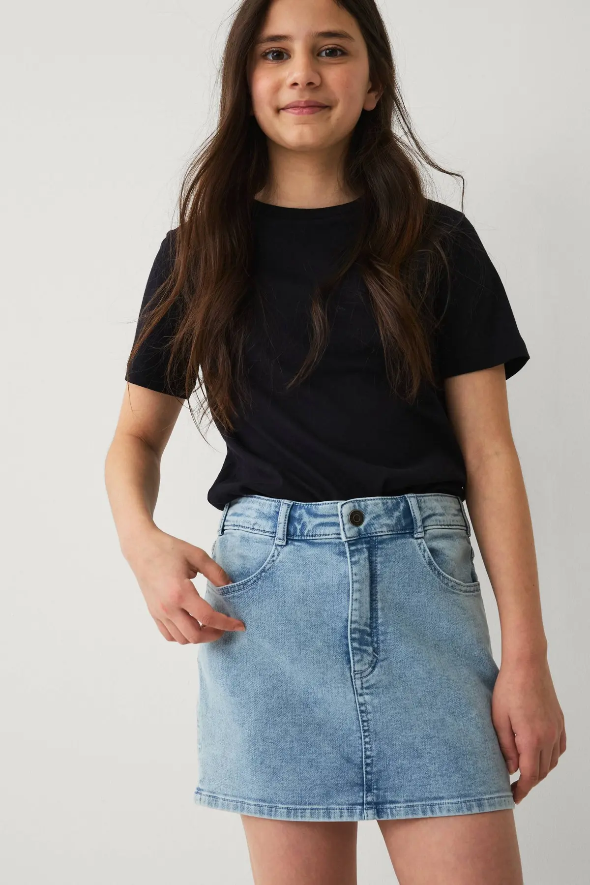 Kort denim skjørt Lys blå