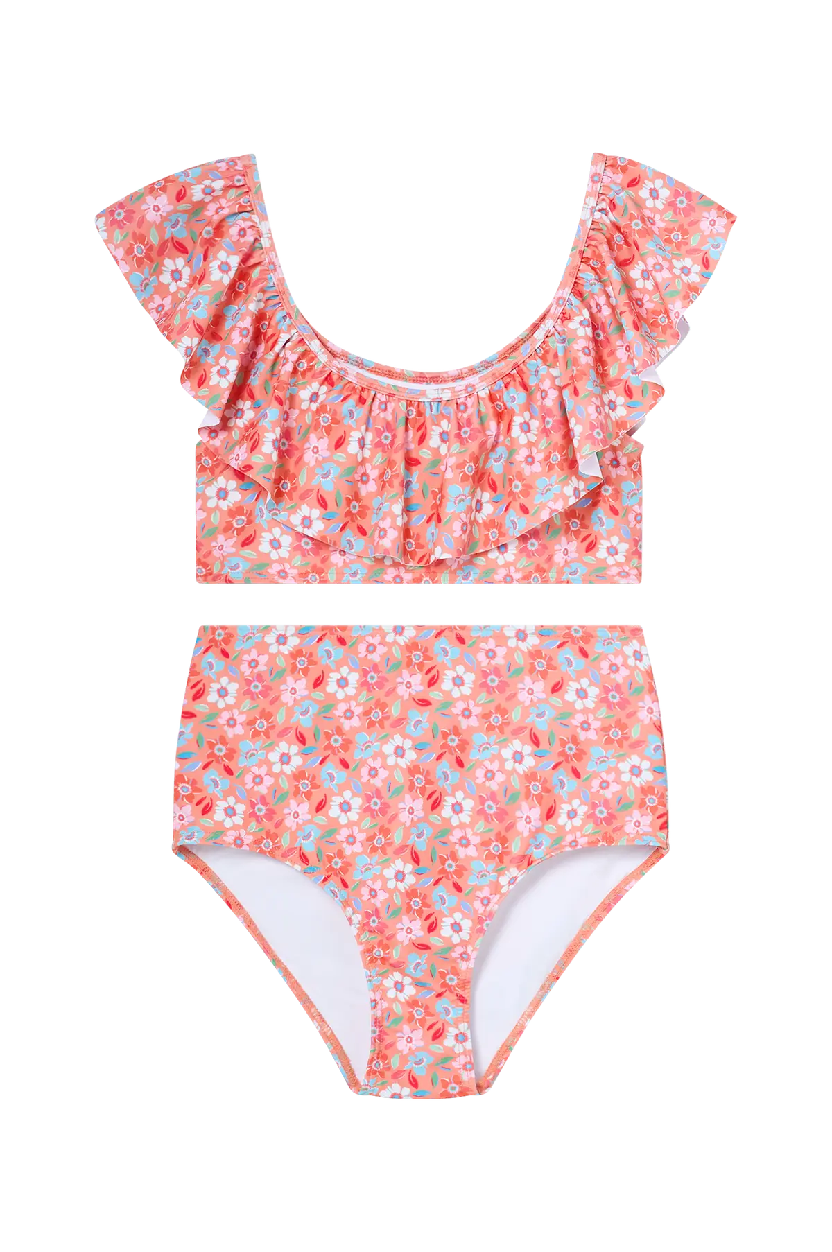 Bikinisett med volang Korallblomst