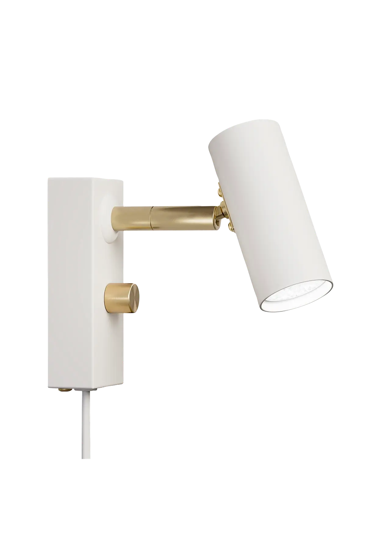 Vegglampe Cato enkel Mattvit/blank messing