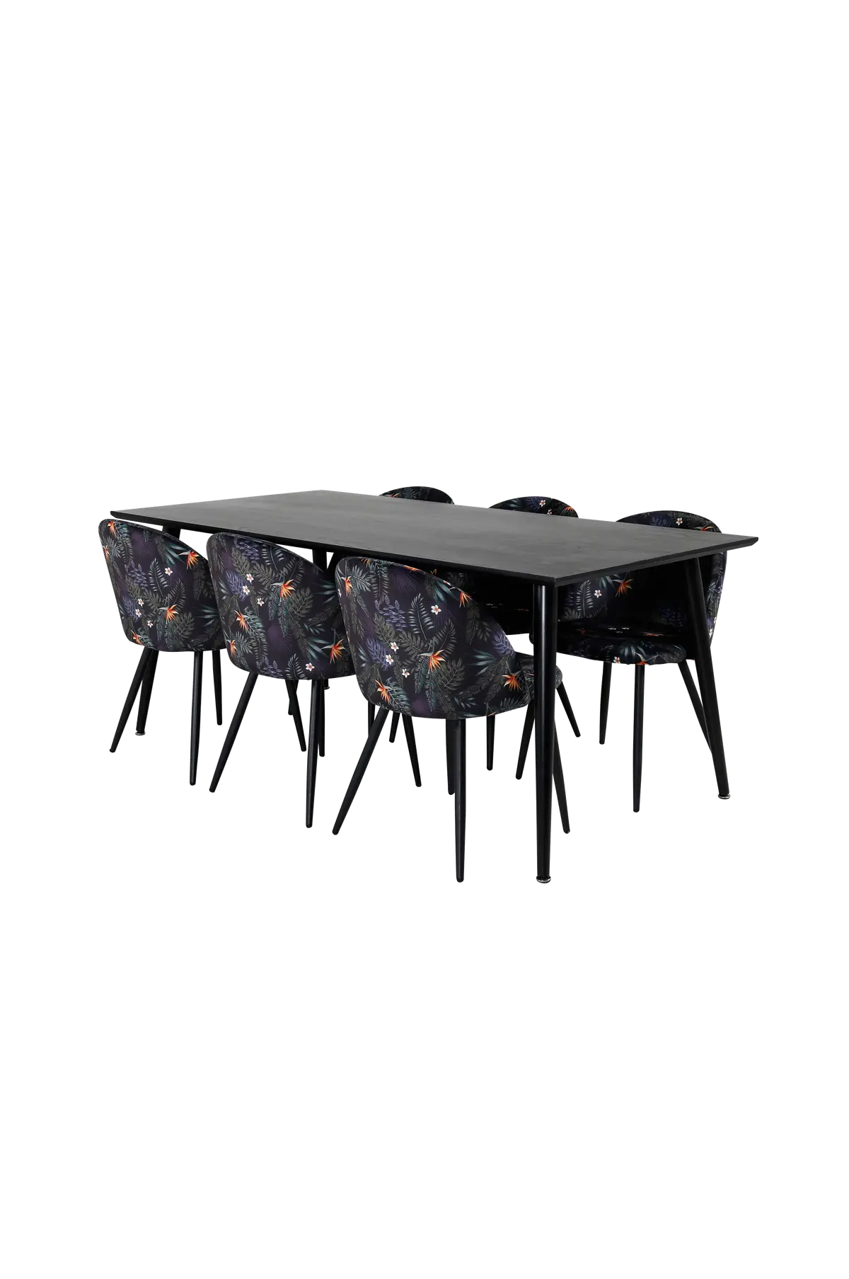 Spisegruppe Dipp med 6 spisestoler Velvet Black mdf / metall