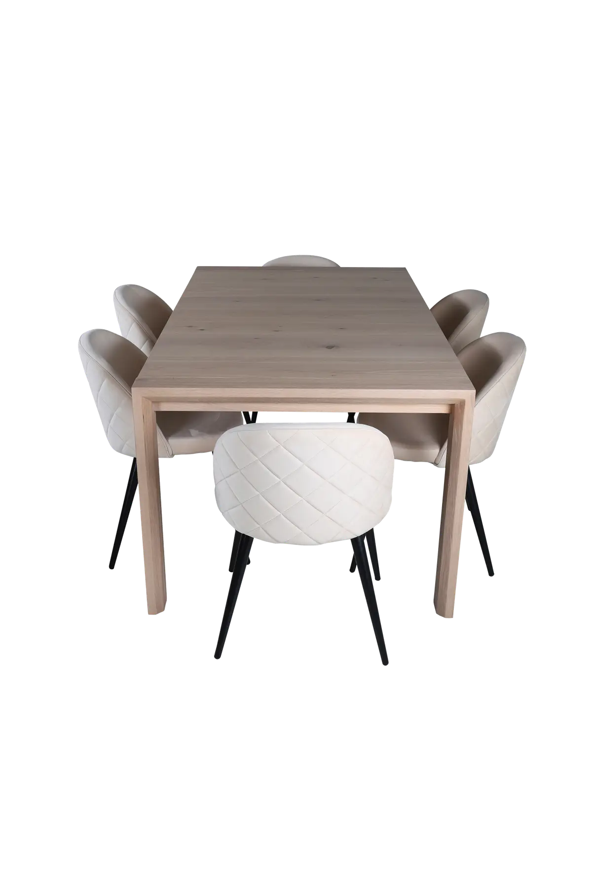 Spisegruppe Slider med 6 Velvet Stitches spisestoler Beige fløyel / ek