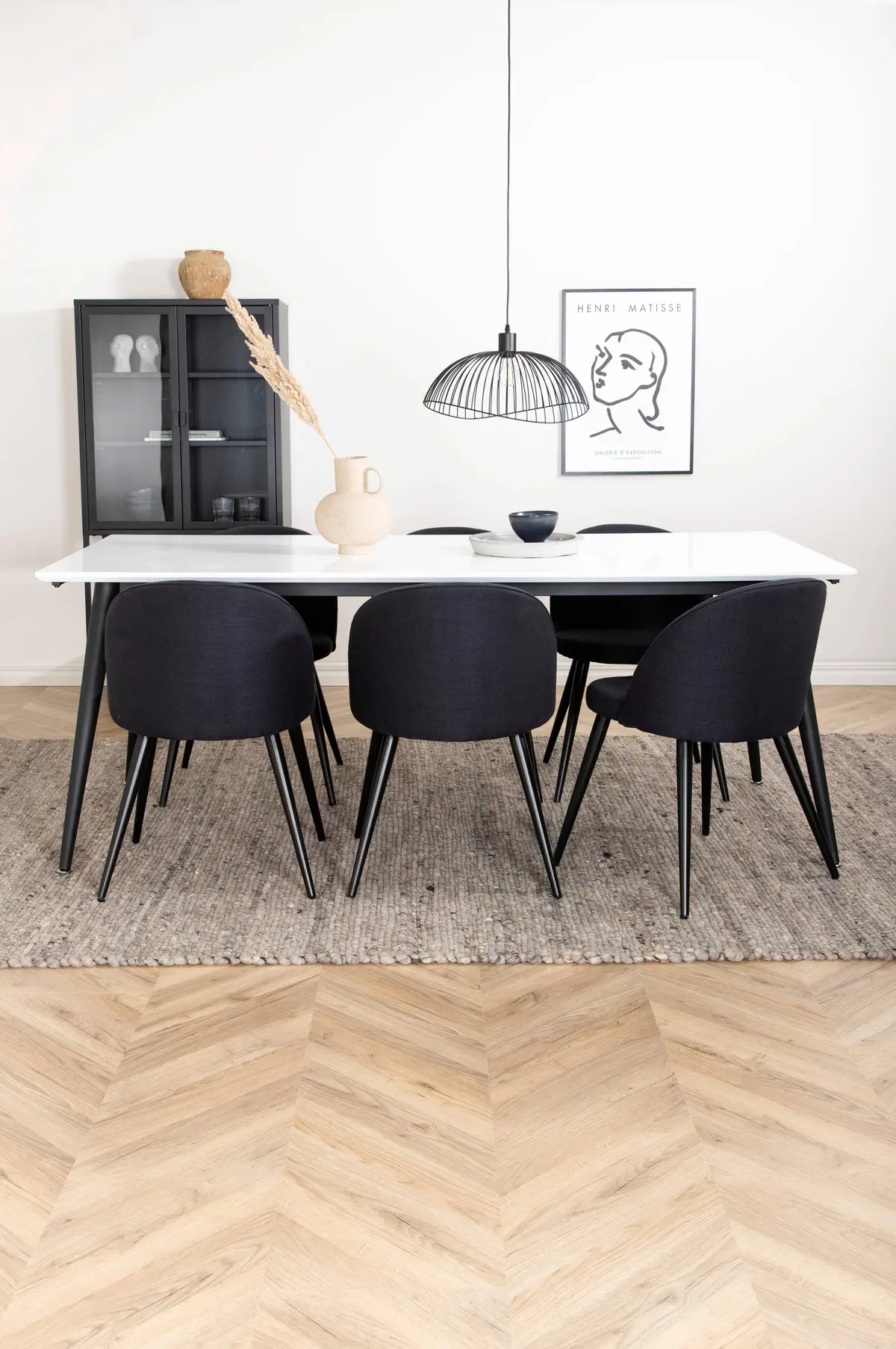 Spisegruppe Jimmy med 6 Velvet spisestoler