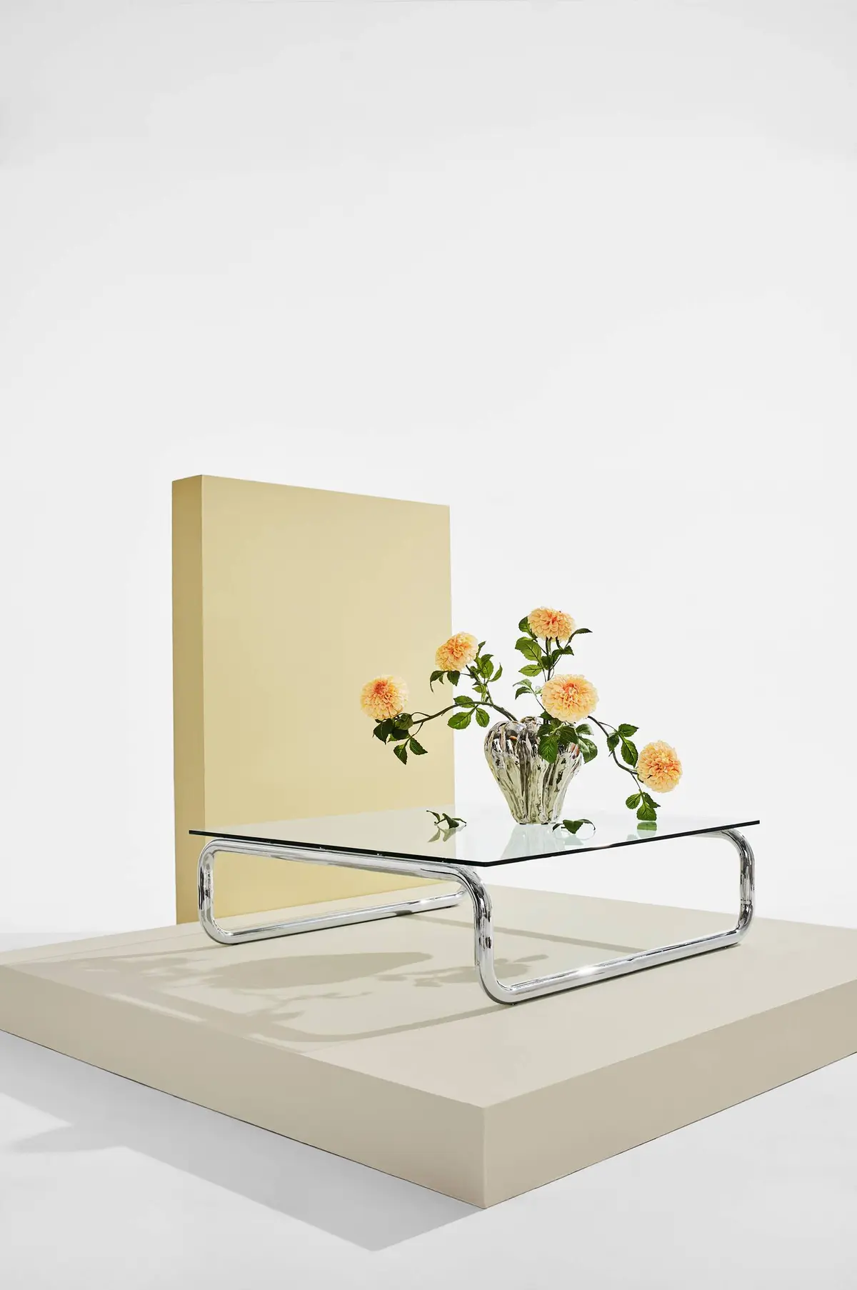 Lulu salongbord krom/glass 100x100 cm