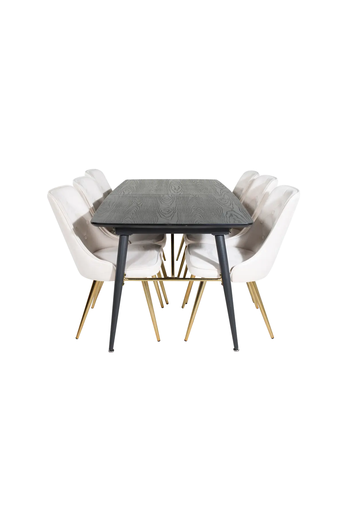 Spisegruppe Gold med 6 stk spisestoler Velvet Deluxe