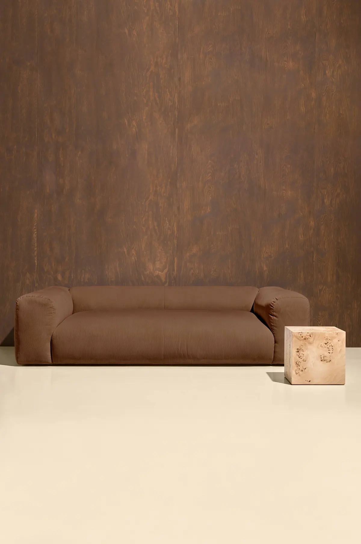 Wenju 3-seters sofa Mørk brun kordfløyel