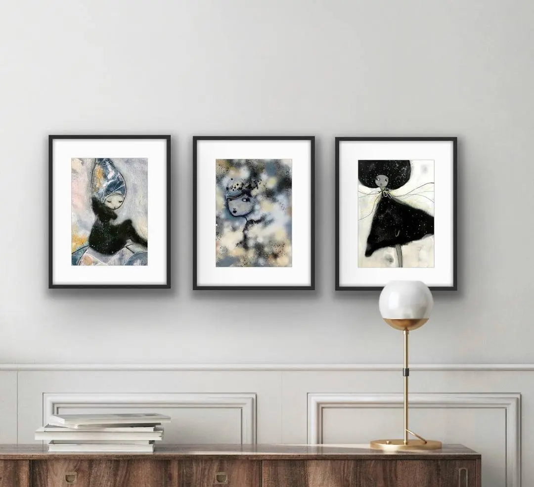 Kunstpakke sett med tre "Svartvit harmoni"