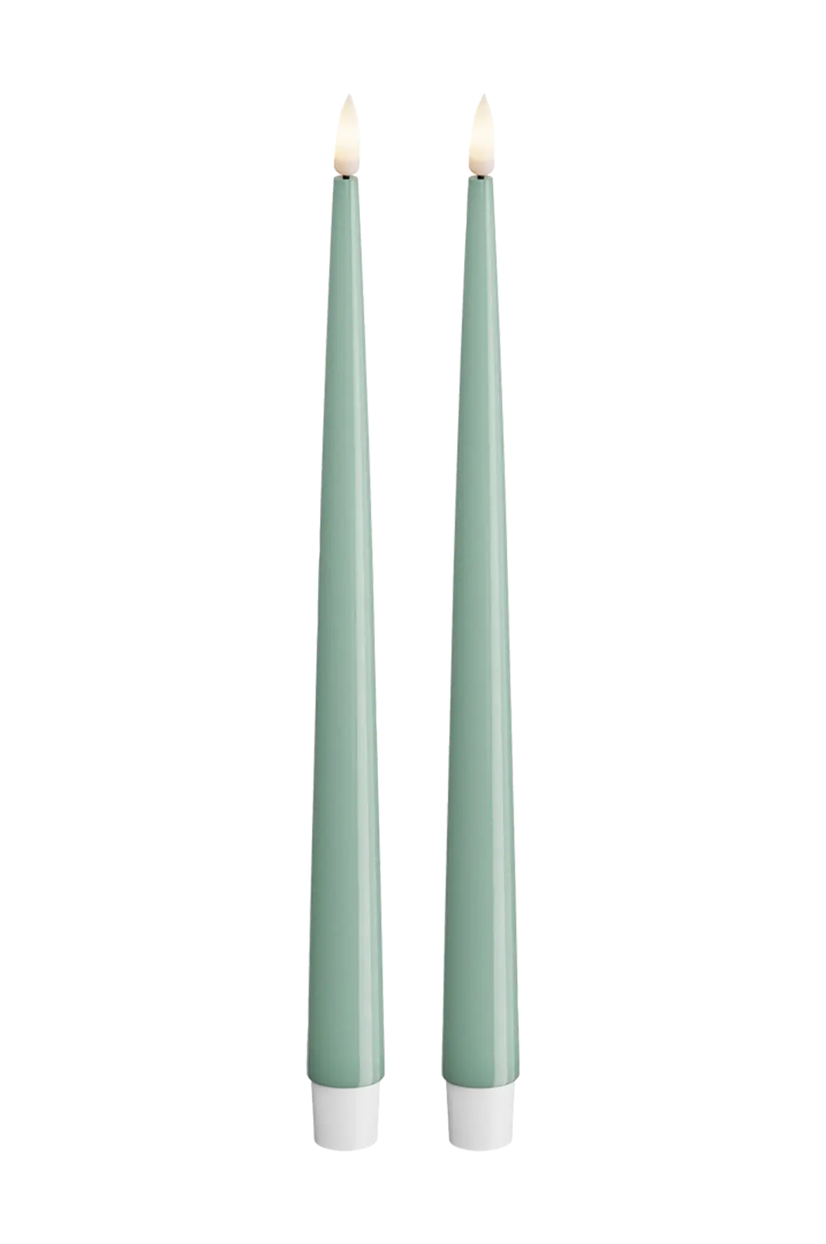 LED Taper Candle Shiny 2,2x28 cm 2 stk Salviegrønn