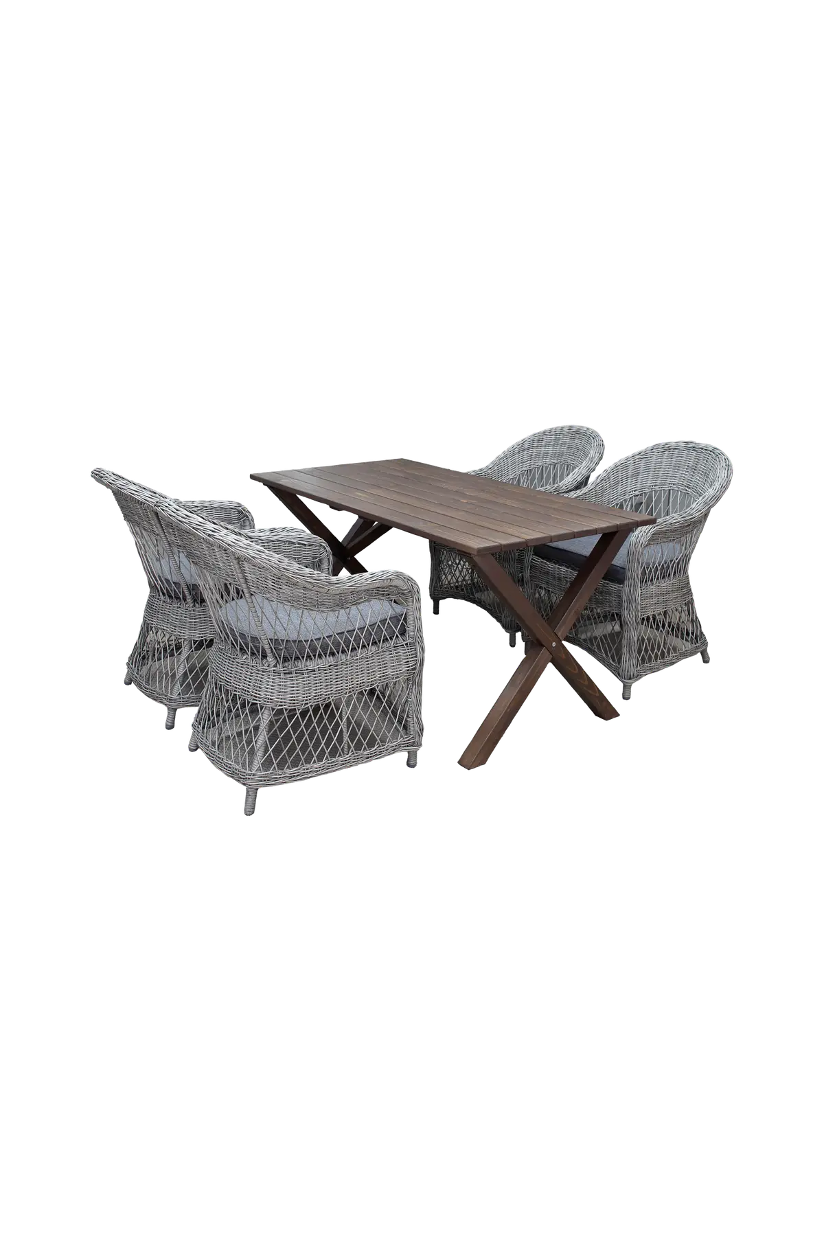 Bord 150 cm og 4 stk Marbella-stoler