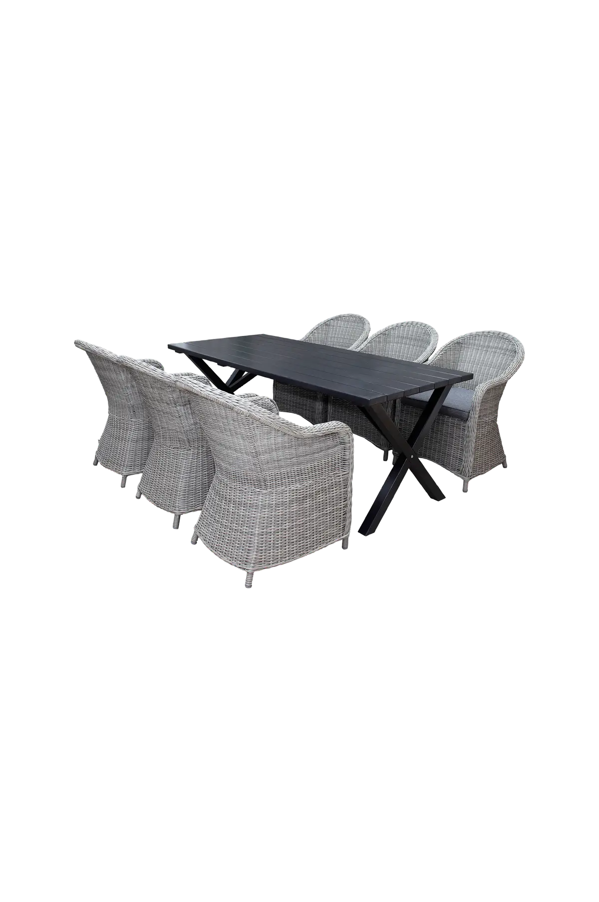 Bord 190 cm & 6 stk. kvikksølvstoler