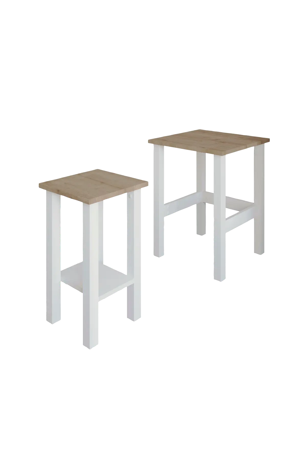Sidebordsett - Gina 2 Hvit, Sapphire Oak