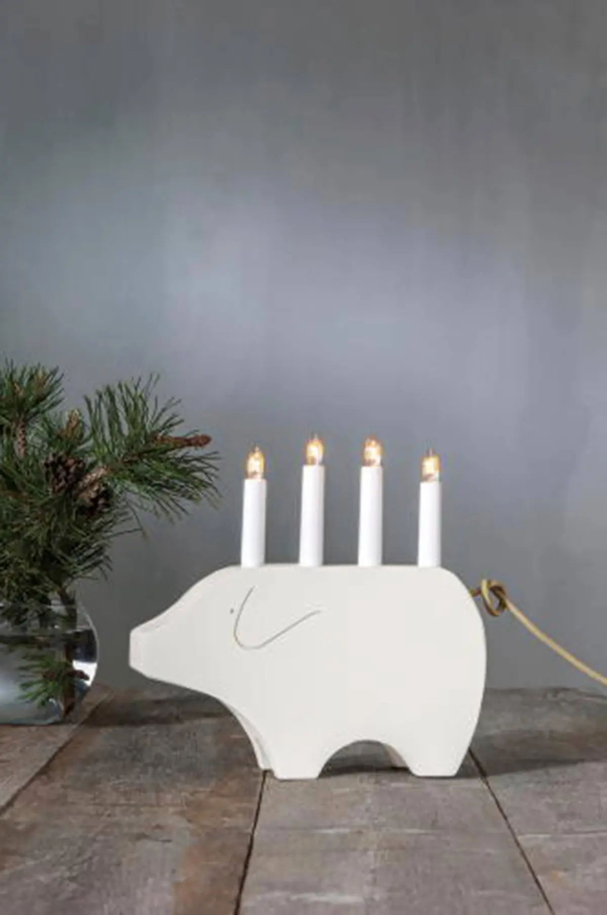 Lysestake Gry høyde 28 cm White