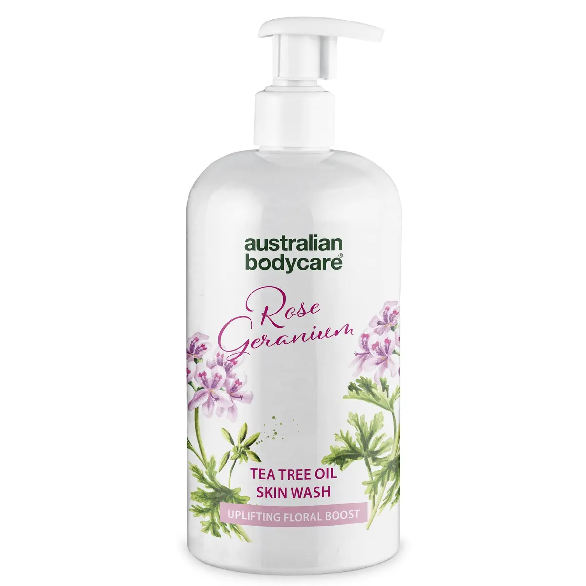Profesjonell Rose Skin Wash — Dyptrensende & profesjonell showergel med Tea Tree Oil og Rose Geranium
