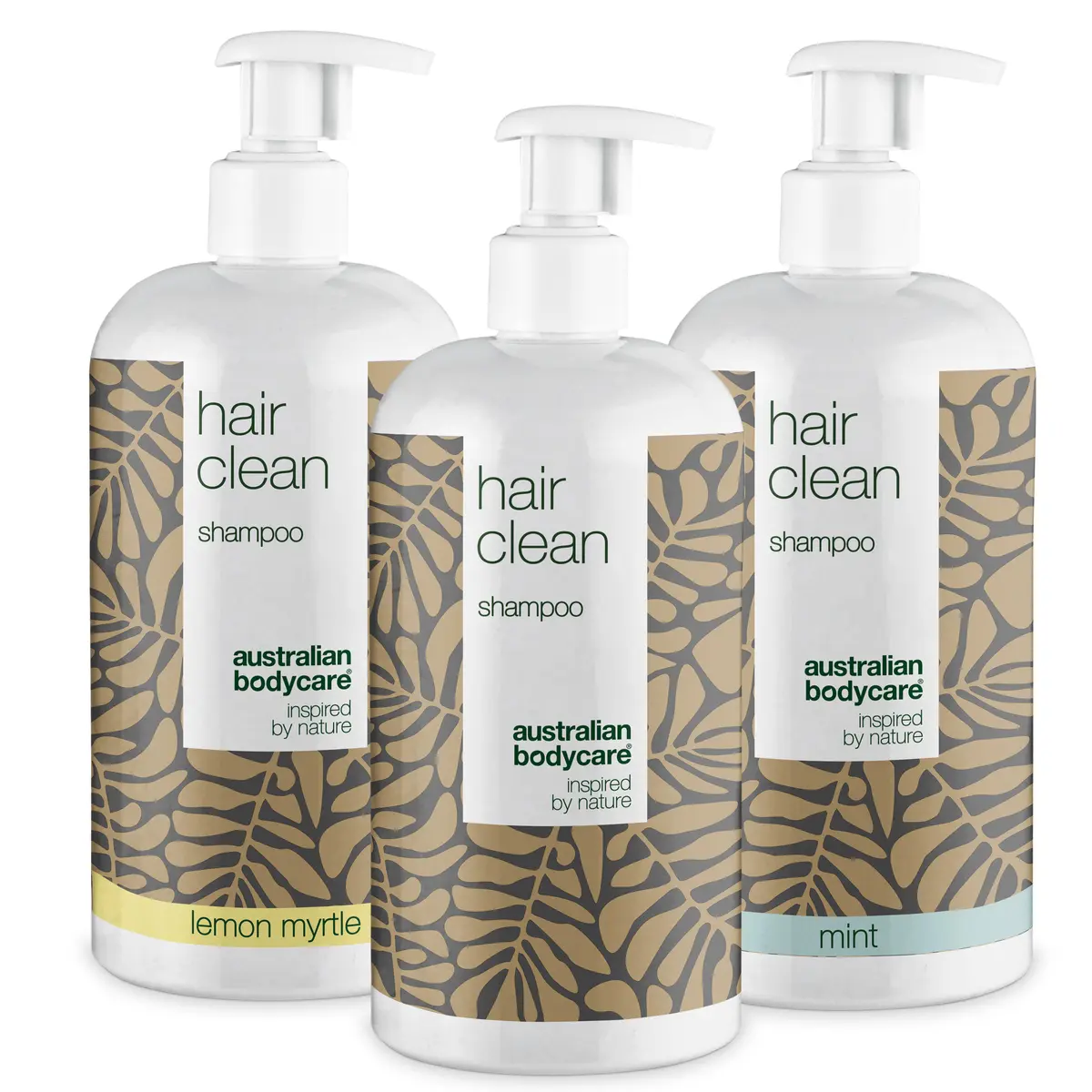 3 Hair Clean shampoo - pakketilbud — Pakketilbud med 3 sjampoer (500 ml): Tea Tree Oil, Lemon Myrtle og Mint