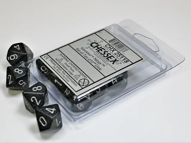 Speckled D10 Ninja /Silver (10) Terningsett