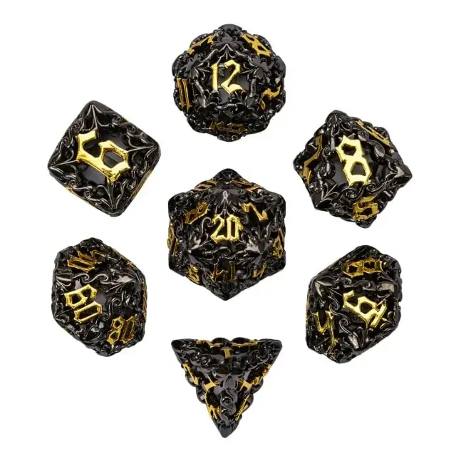 Hollow Metal Poly Ancient Dragon Flower Black /Gold (7)
