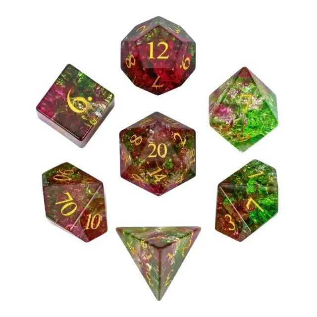Glass Burst Lightning Poly Colored Glaze Pink, Green /Gold (7)