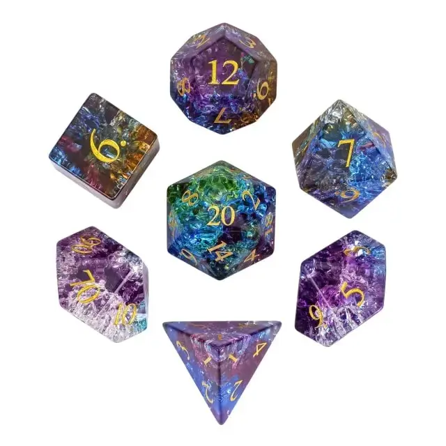 Glass Burst Lightning Poly Colored Glaze Rainbow /Gold (7)