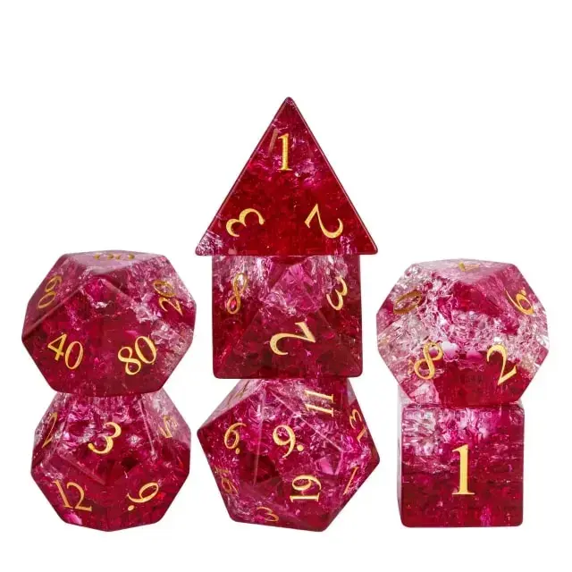 Glass Burst Lightning Poly Colored Glaze Pink, Red /Gold (7)