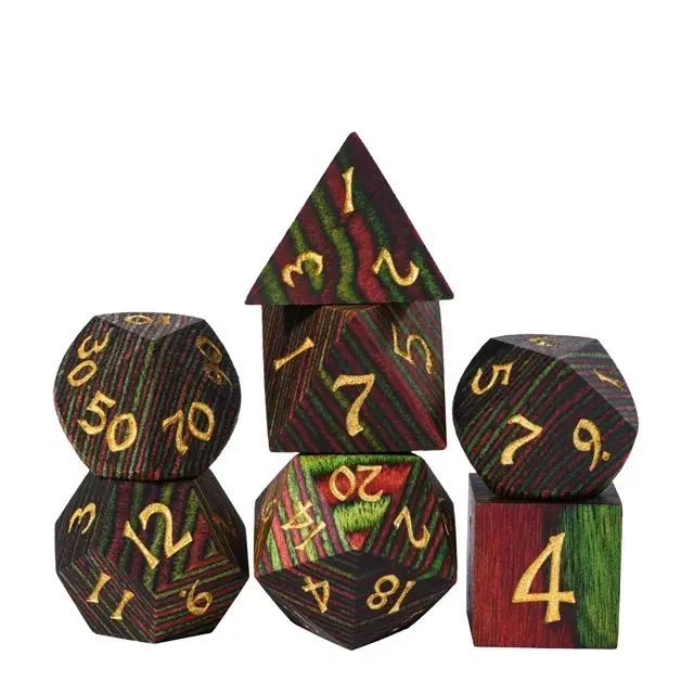 Wood High Quality Colorful Striped Red, Green /Gold (7)