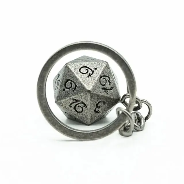 D20 Keychain Silver