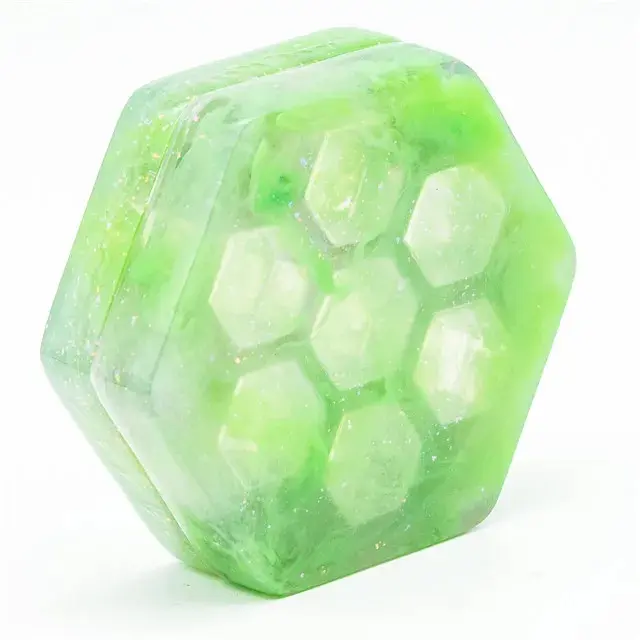 Glitter and Green Hexagon Resin Dice Box