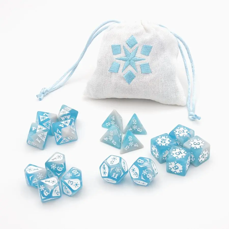Cold Damage Poly Dice Set with Bag (18)