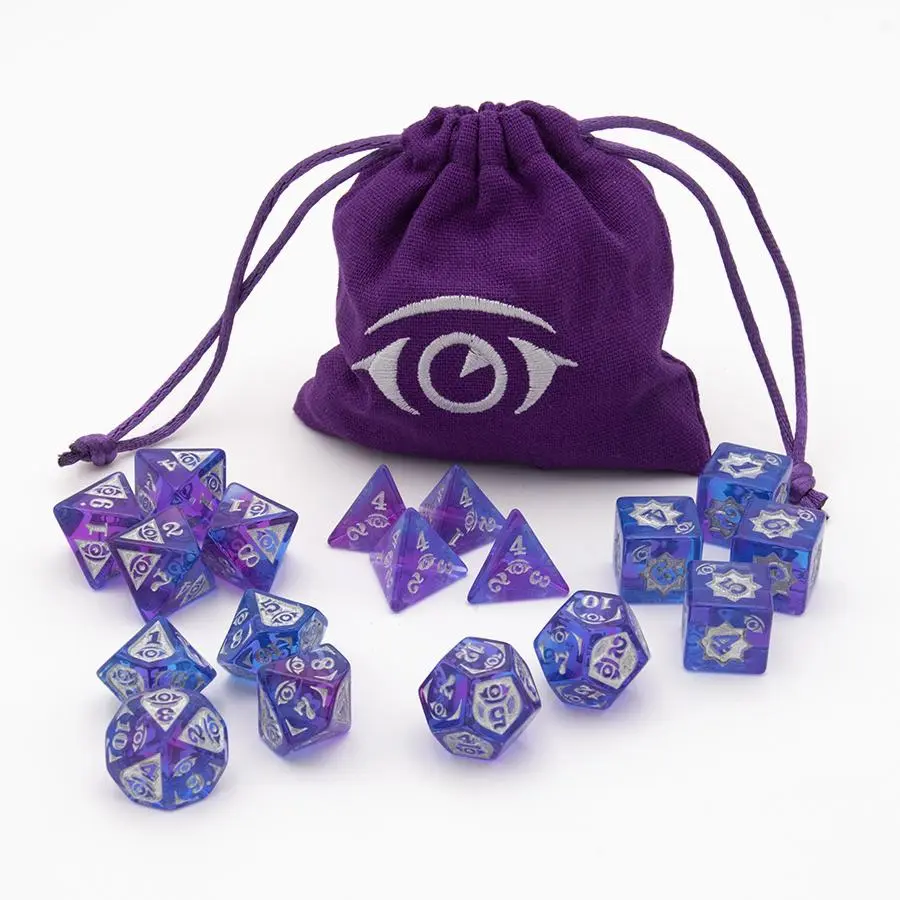 Psychic Damage Poly Dice Set with Bag (18)