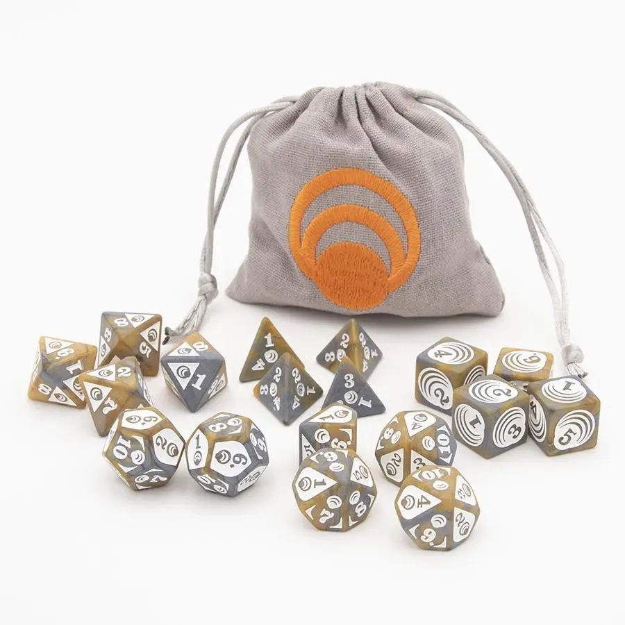 Thunder Damage Poly Dice Set with Bag (18)