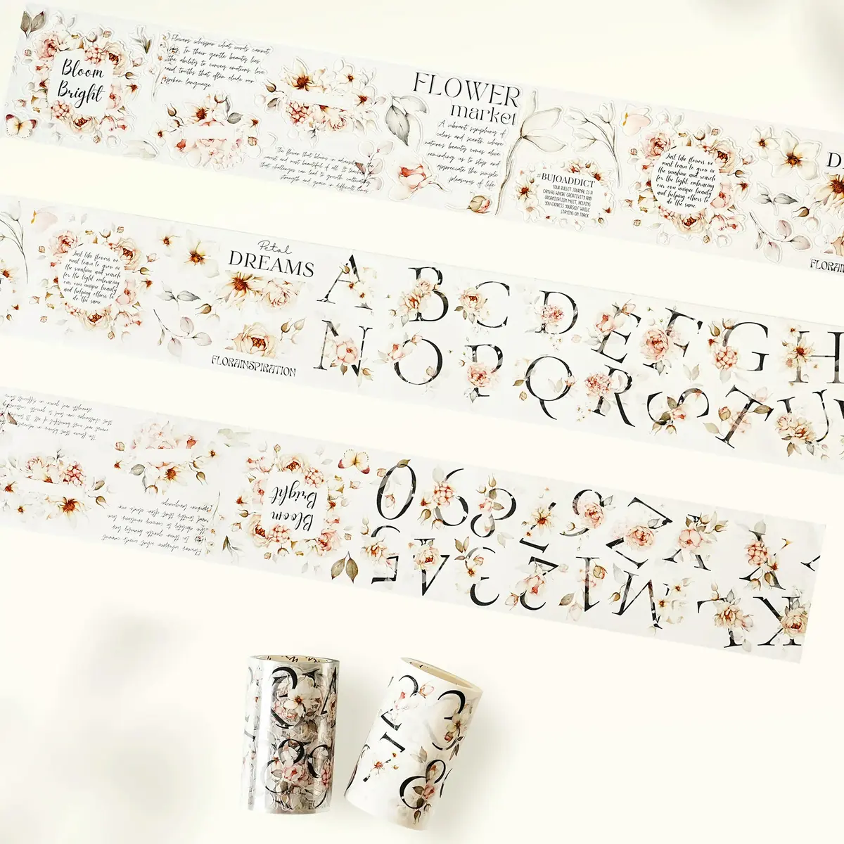 Pre-cut Rosé Scripts Wide Washi Tape
