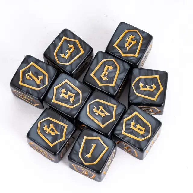Shield Pattern 16mm D6 Black /Gold (12)