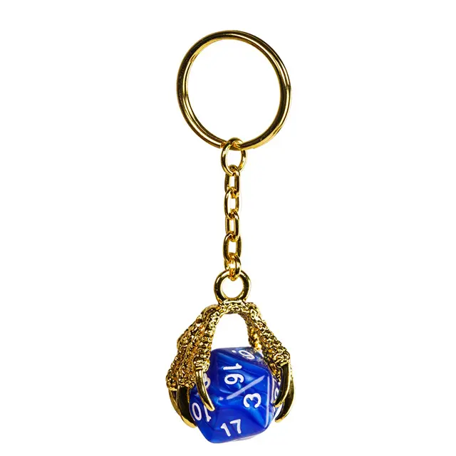 D20 Keychain Dragon Claw Blue