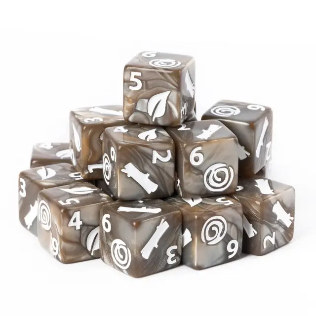 Druid Pattern 16mm D6 Brown /White (12)