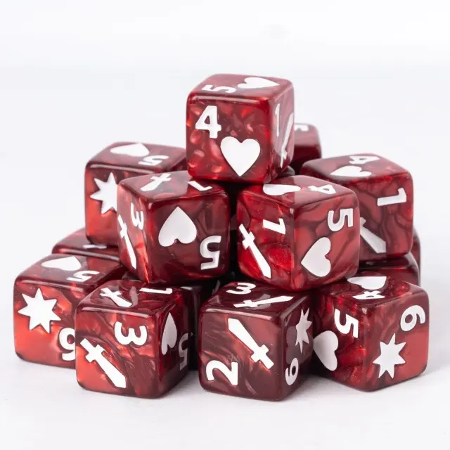 Fighter Pattern 16mm D6 Red /White (12)