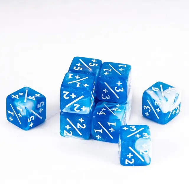 Glitter Counters 16mm D6 Blue /White (12)