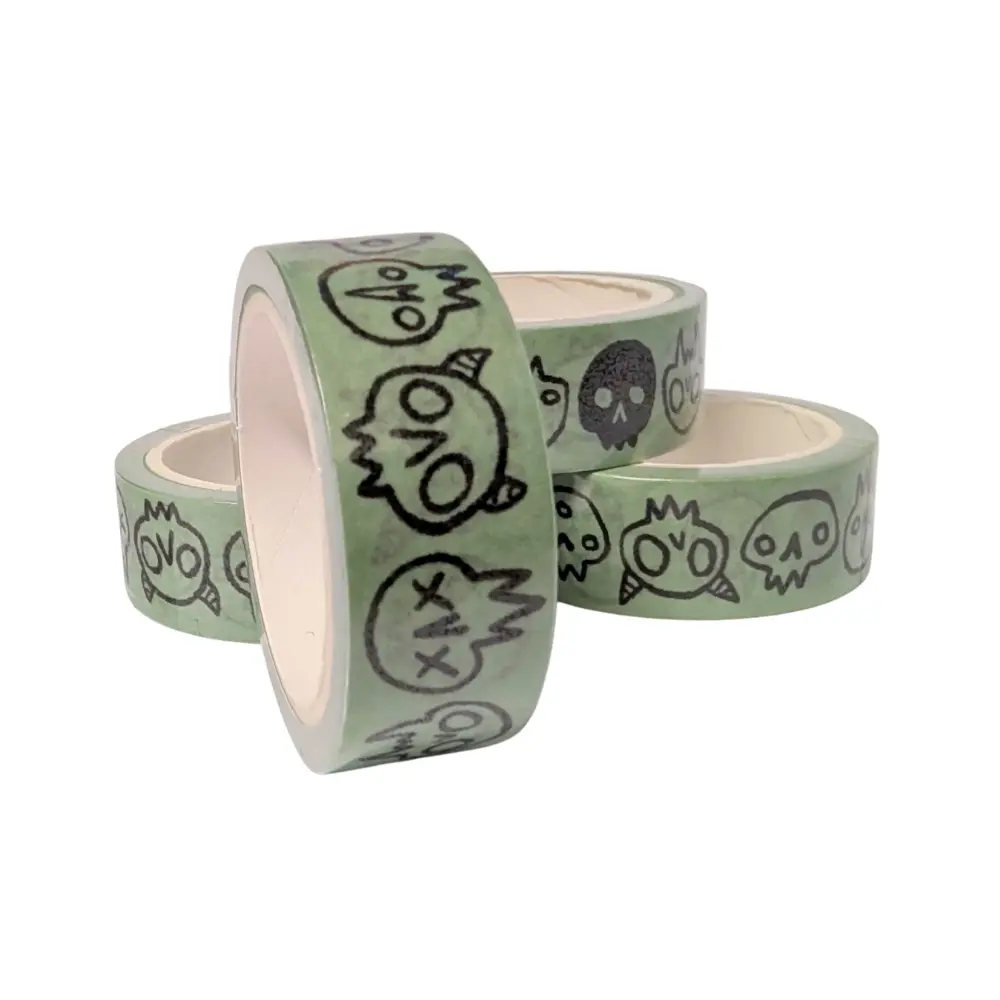 Skulls Green/Black Washi Tape