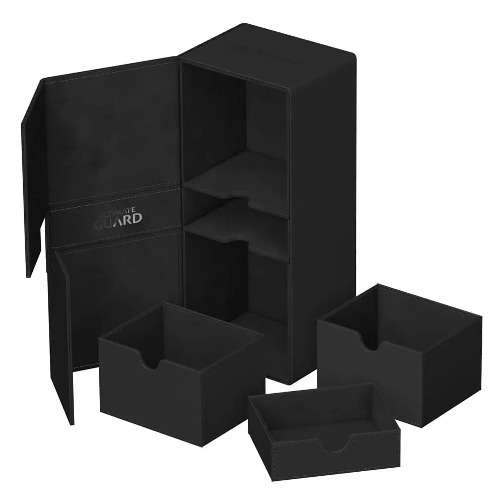 Twin Flip 'n' Tray Deck Case Black Monocolor XenoSkin (266+) Deck Box