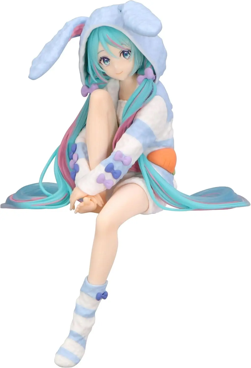 Hatsune Miku Rabbit Ear Hood Pajama Blue Color Version Noodle Stopper PVC Statue 14 cm