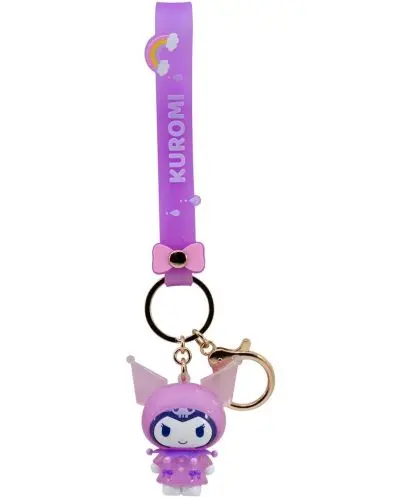 Kuromi Raincoat Series Keychain with Hand Strap