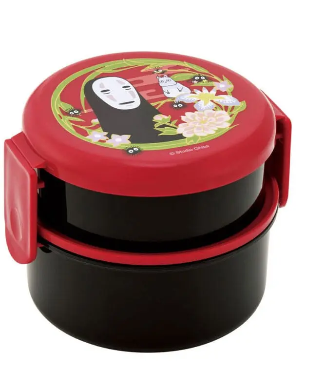 No Face Dark Red Two Layer Round Shape Lunch Box
