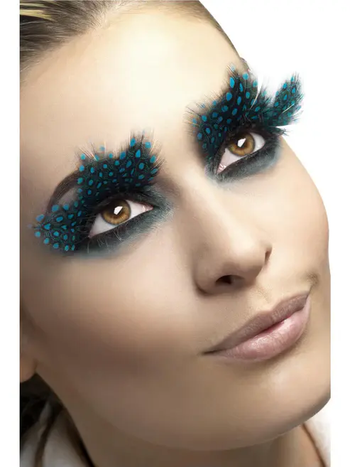 Eyelashes With Large Aqua Dots Feathers