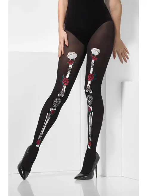 Opaque Day of the Dead Tights [Black]